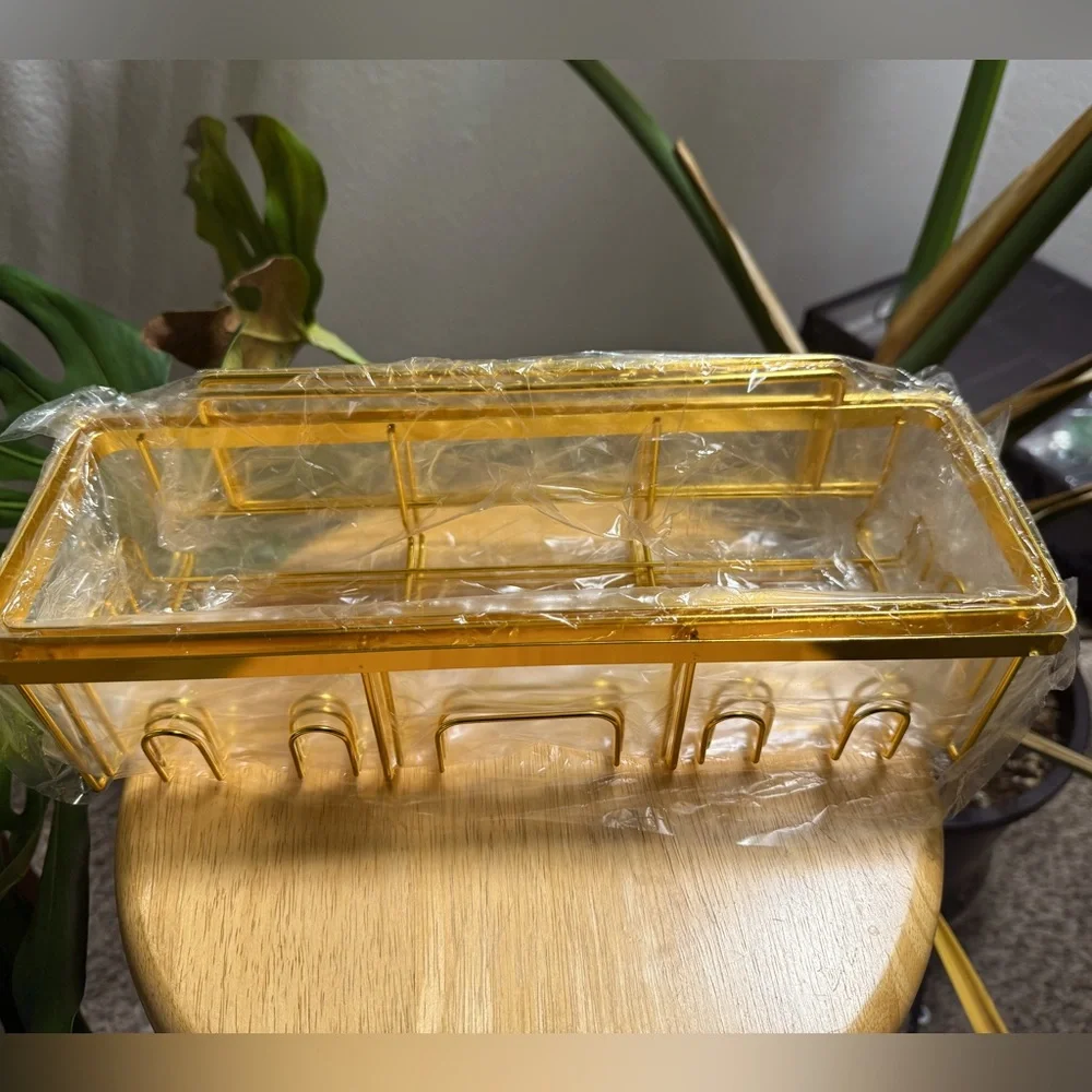 Gold Shower Caddy Set (6 pieces) with mounting adhesives. NWOB